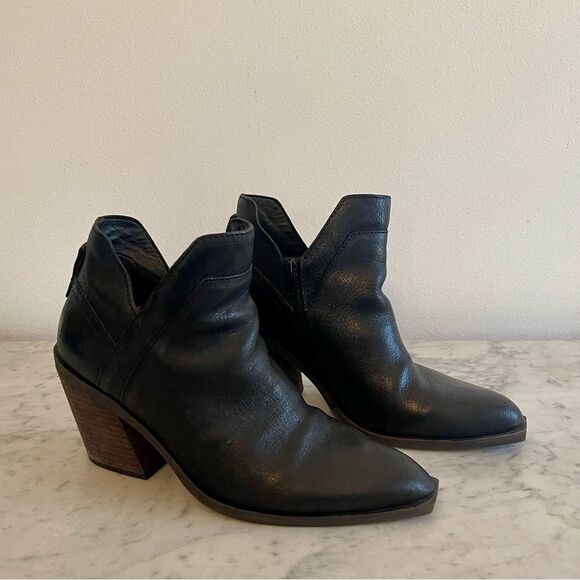 Crown Vintage sz 9 Black Chunky Heel Western Ankle Boots - Picture 6 of 9